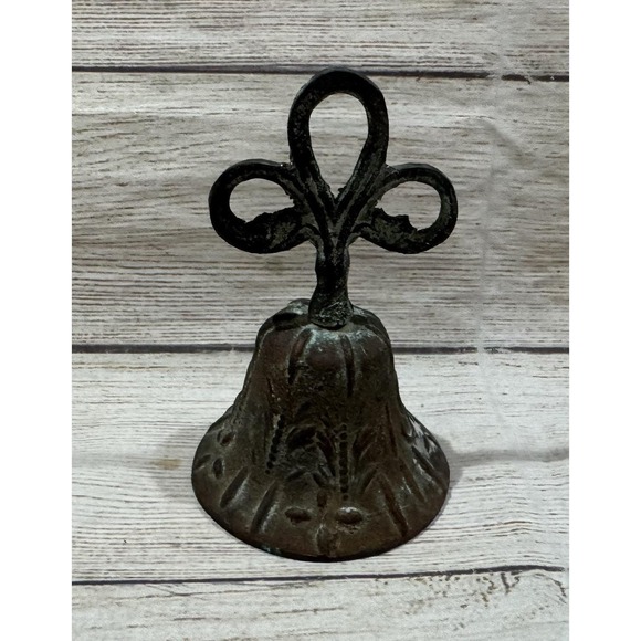 The Unbranded Brand Other - Antique Vintage Small Hand Held Bronze Mission Church Bell Ringer 4.25" GTubG